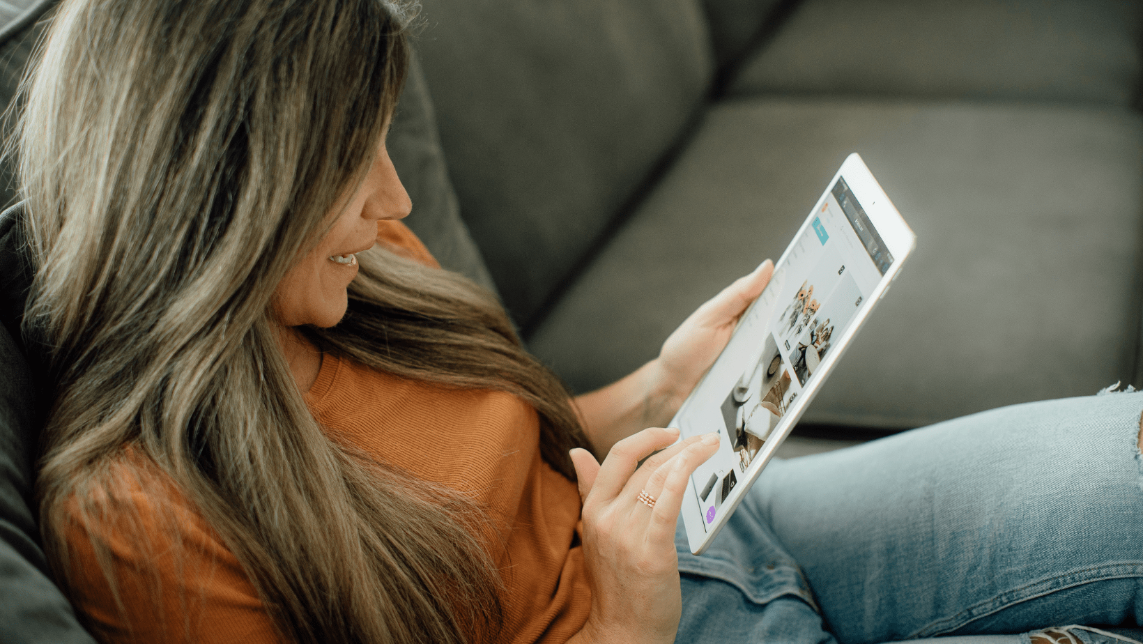 Young woman on Ipad