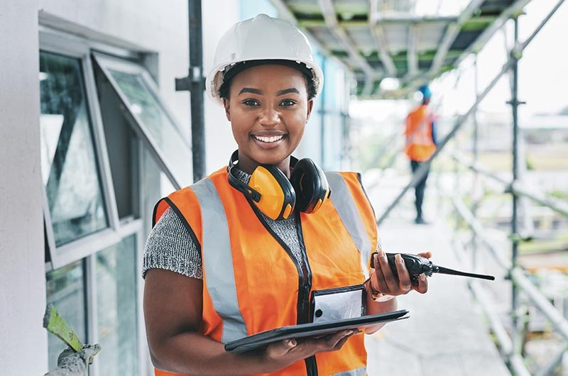 Woman in construction work